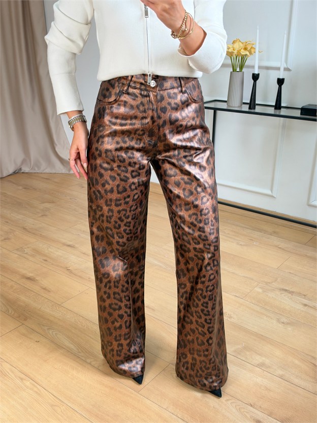 Kahve Leopar Pantolon