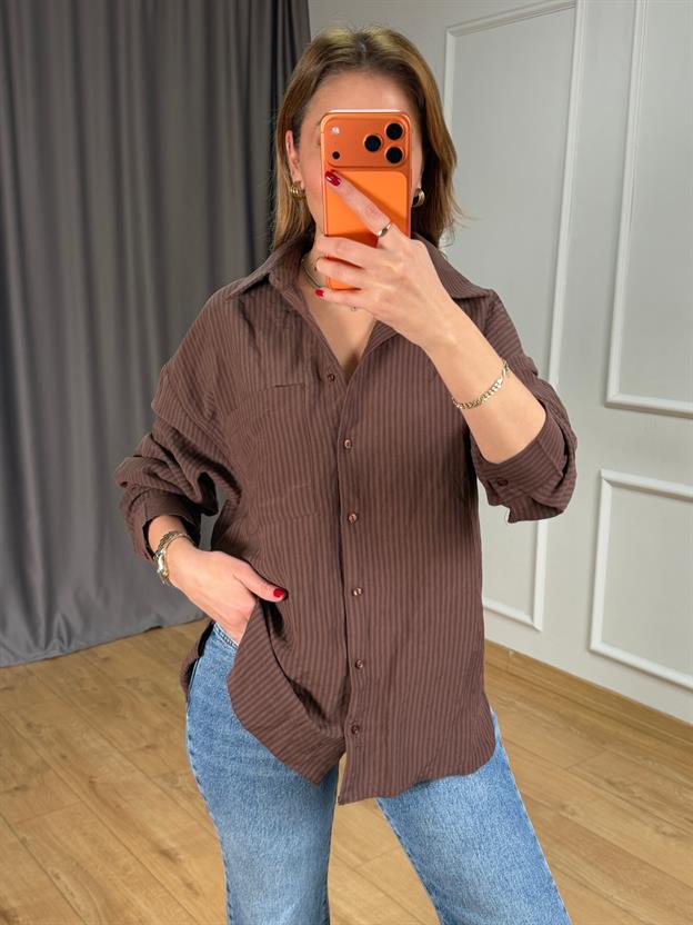 Kahve Lilyum Apoletli Gömlek