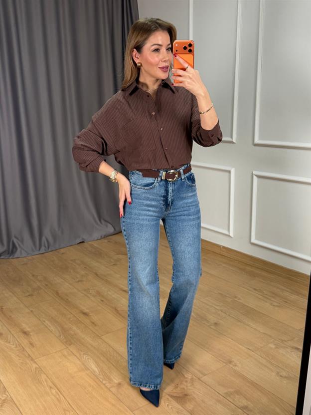 Kahve Lilyum Apoletli Gömlek