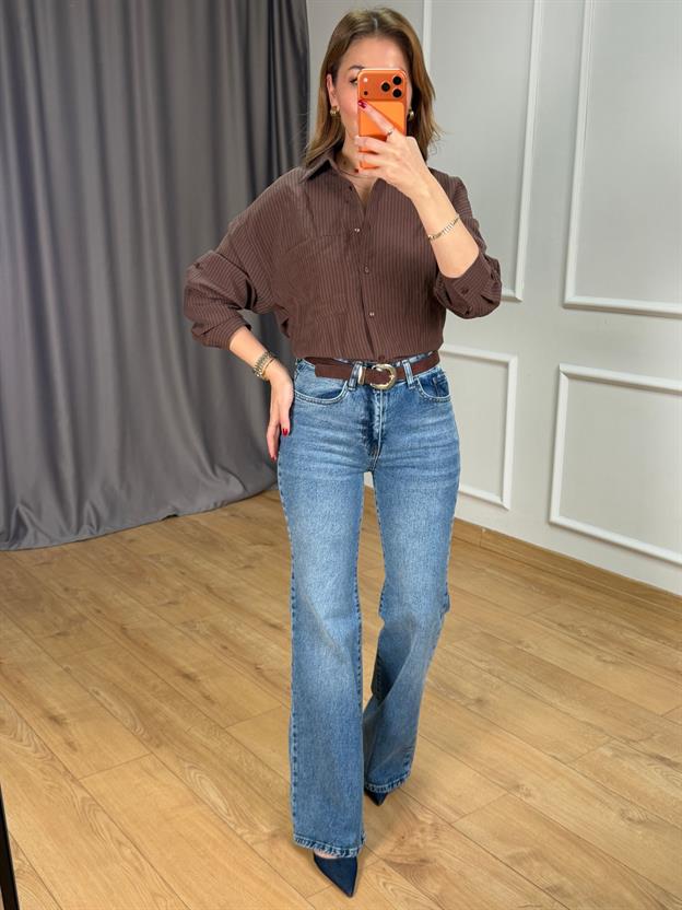 Kahve Lilyum Apoletli Gömlek