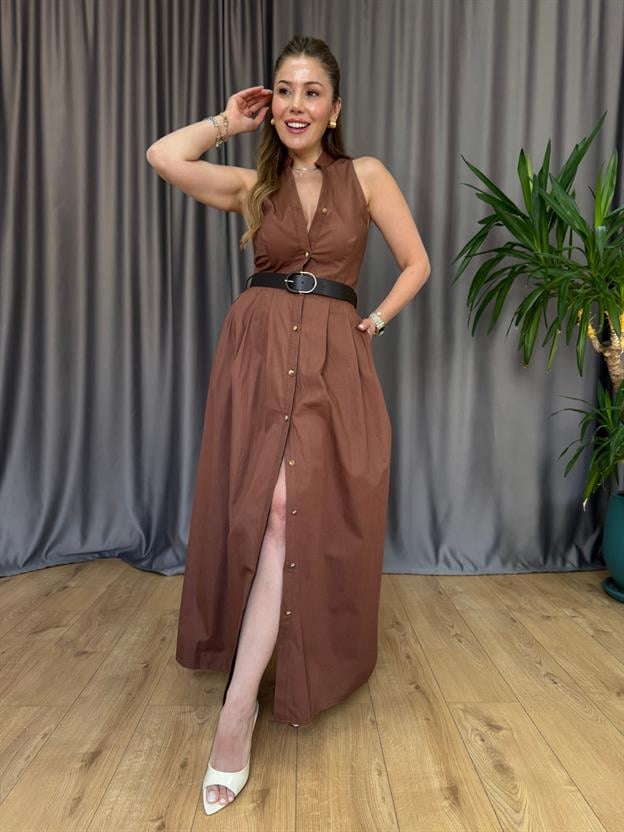 Kahve Magnolya Elbise