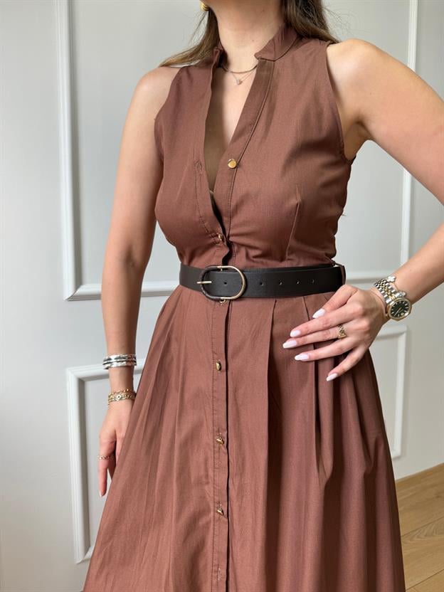 Kahve Magnolya Elbise