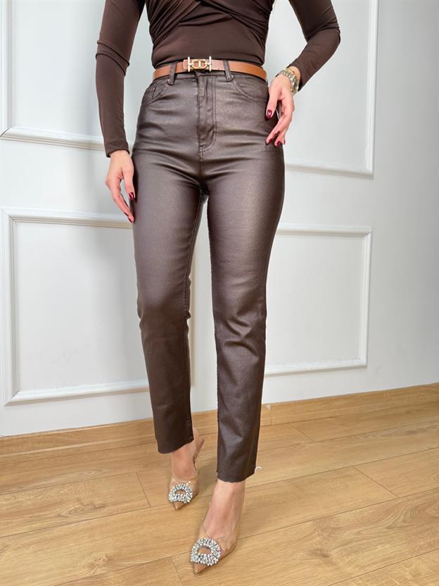 Kahve Yeni Mumlu Jean