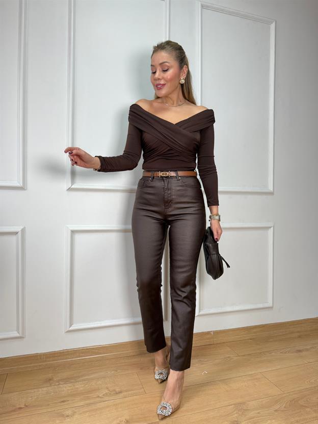 Kahve Yeni Mumlu Jean