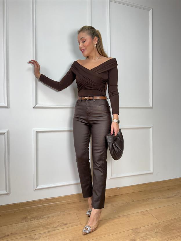 Kahve Yeni Mumlu Jean