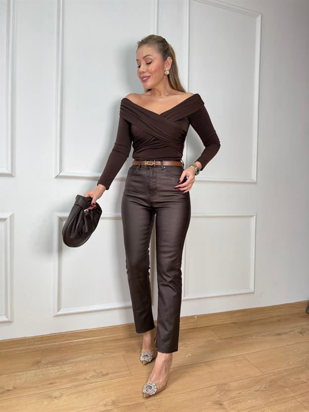 Kahve Yeni Mumlu Jean