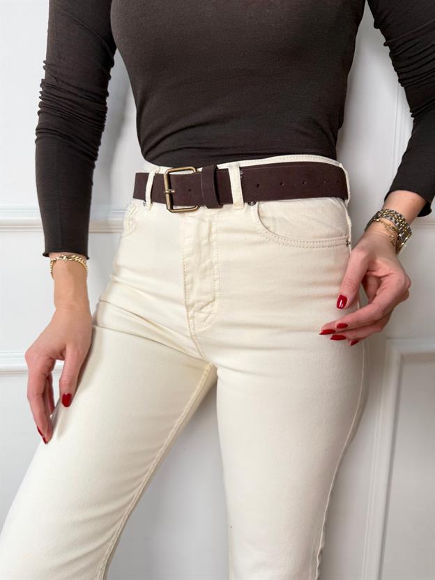 Kalın Kare Tokalı Acı Kahve Kemer