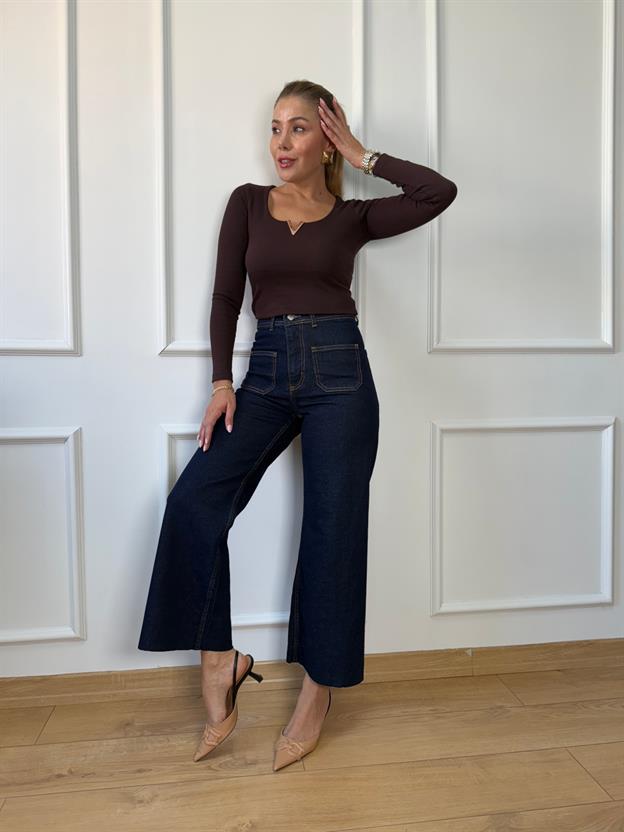 Lacivert Bol Paça Flare Jean