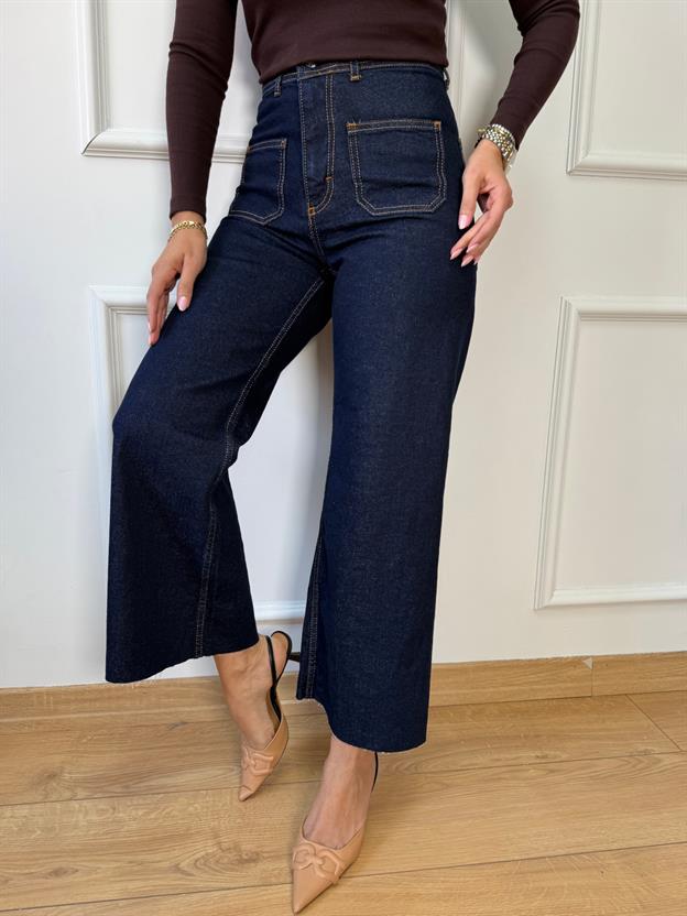 Lacivert Bol Paça Flare Jean