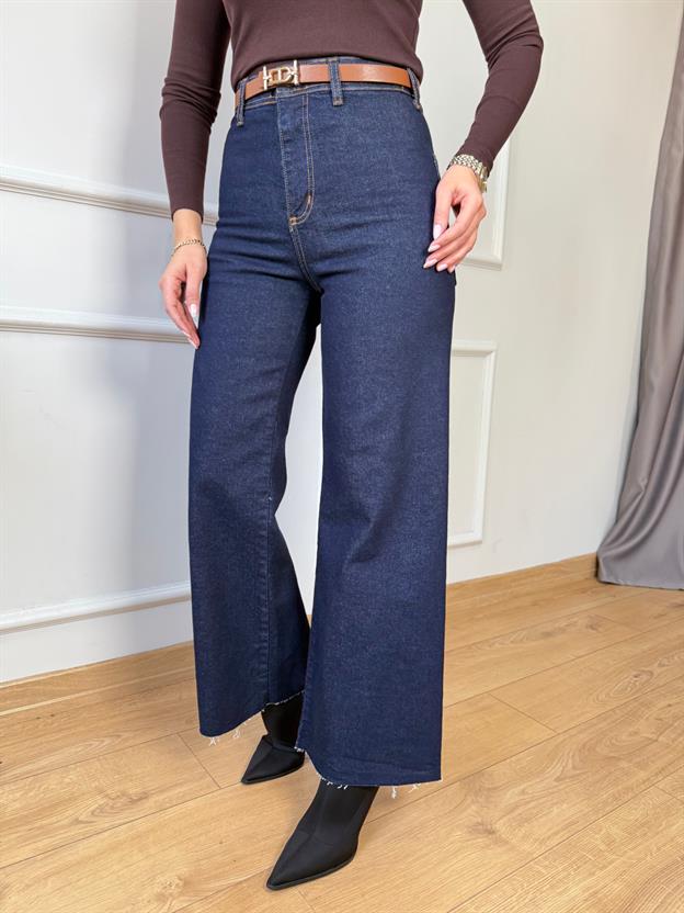 Lacivert Cepsiz Flare Jean
