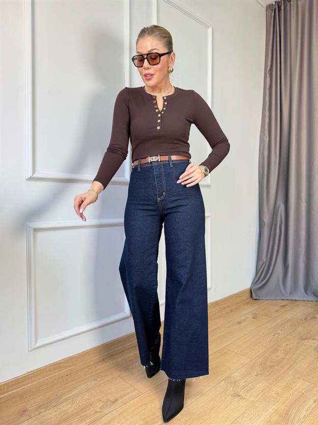 Lacivert Cepsiz Flare Jean