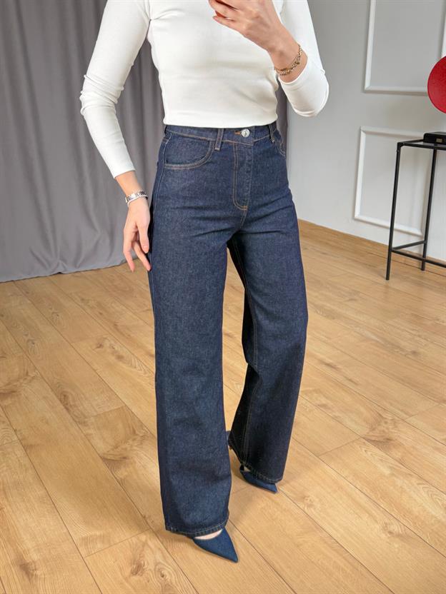 Lacivert Geniş Paçalı Jean 