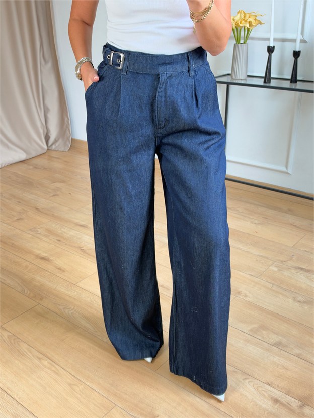 Lacivert Kemer Detaylı Denim Jean