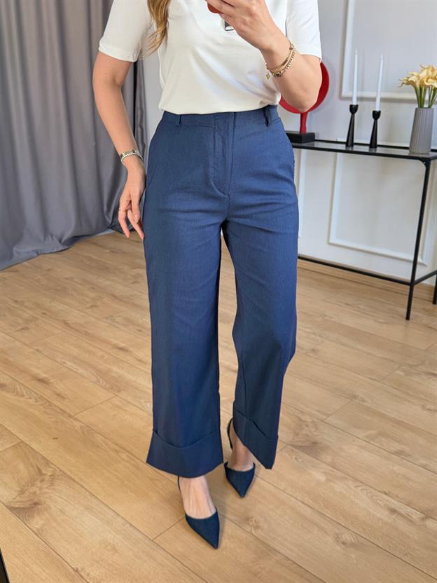 Lacivert Duble Paça Pantolon
