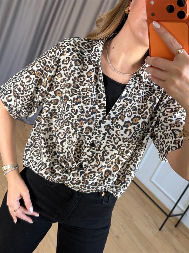 Leopar Desenli Atlet Görünümlü Bluz
