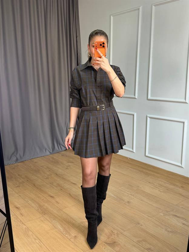 Mavi Detaylı Pötikareli Gömlek