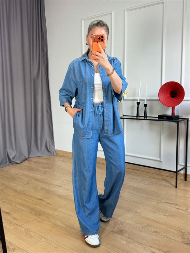 Mavi Gömlek Pantolon Denim Takım