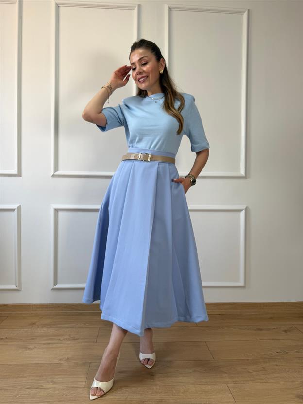 Mavi Kloş Etek