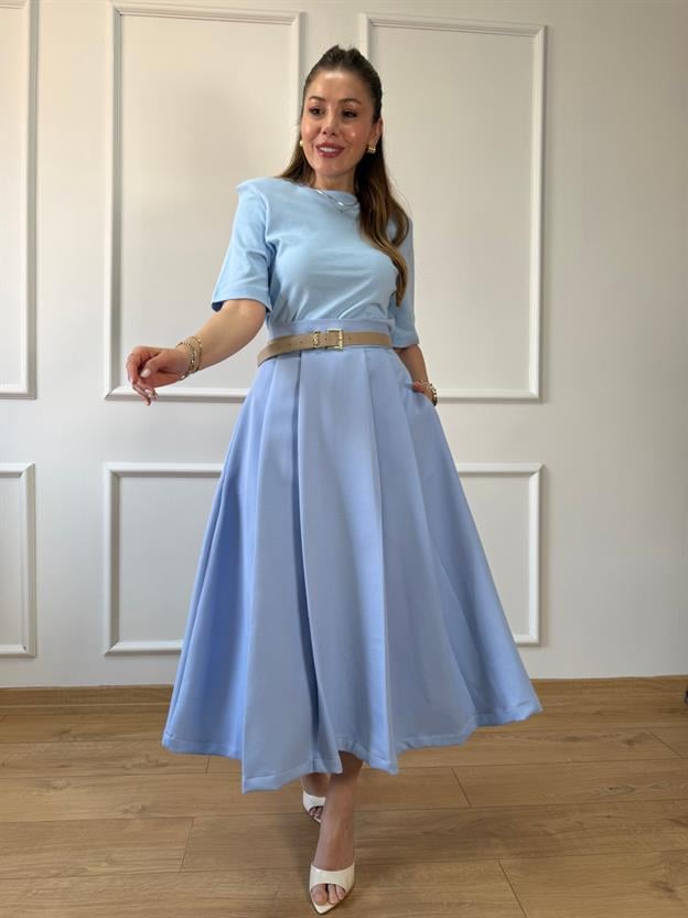 Mavi Vatkalı Basic Tshirt