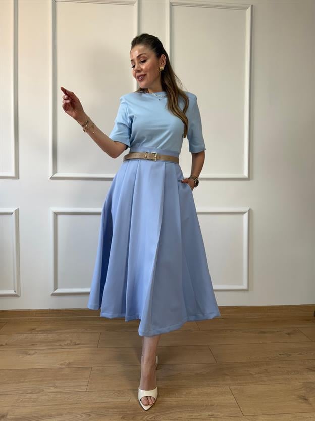 Mavi Vatkalı Basic Tshirt