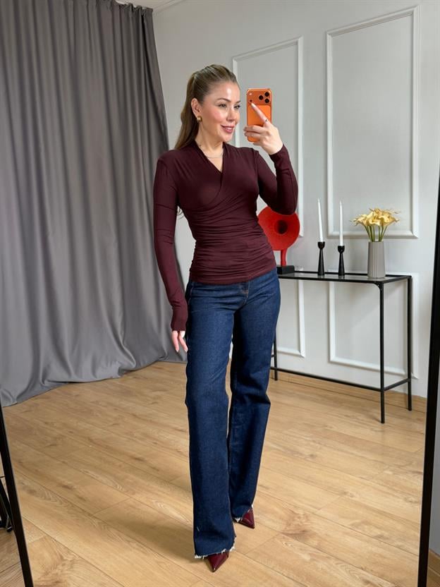 Mürdüm Kruvaze Model Bluz