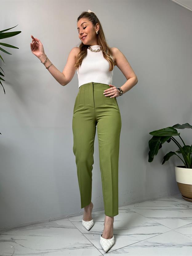 Olive Önü Flotalı Pantolon