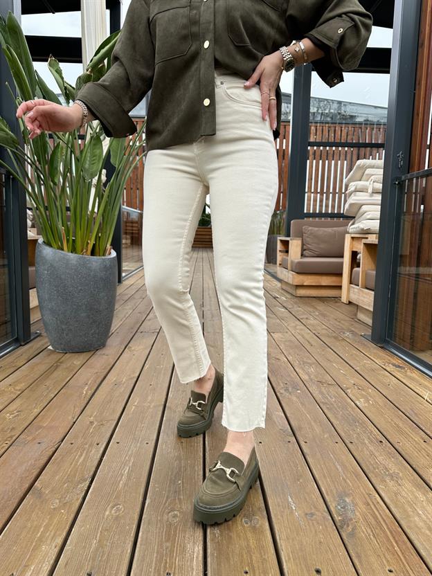 Orj. Marka Krem Kesik Paça Jean