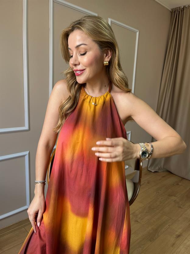 Bordo Askılı Elbise