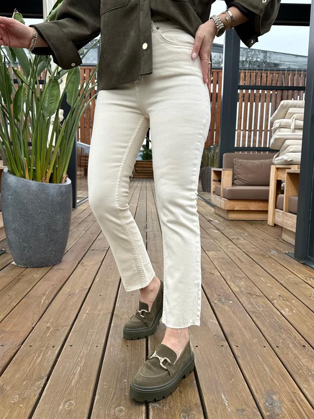 Orj. Marka Krem Kesik Paça Jean