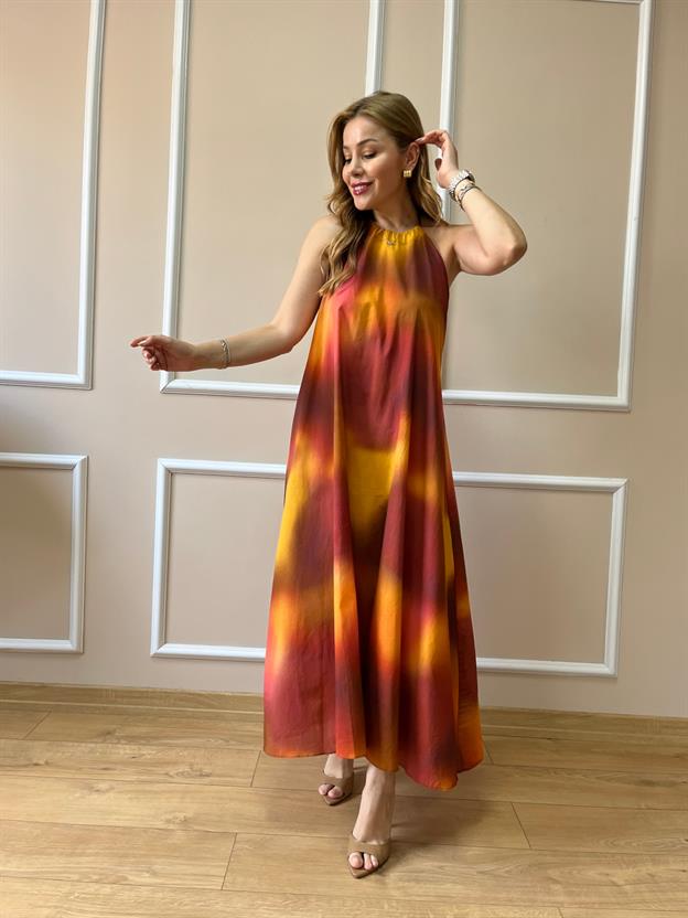 Bordo Askılı Elbise