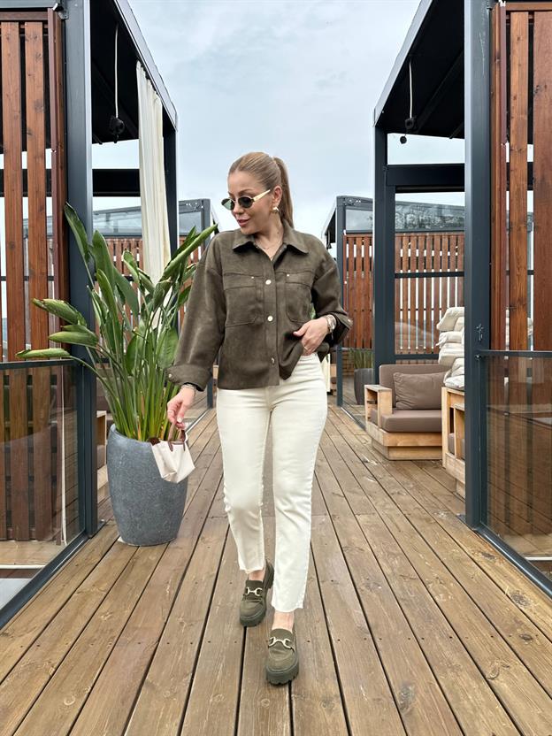 Orj. Marka Krem Kesik Paça Jean