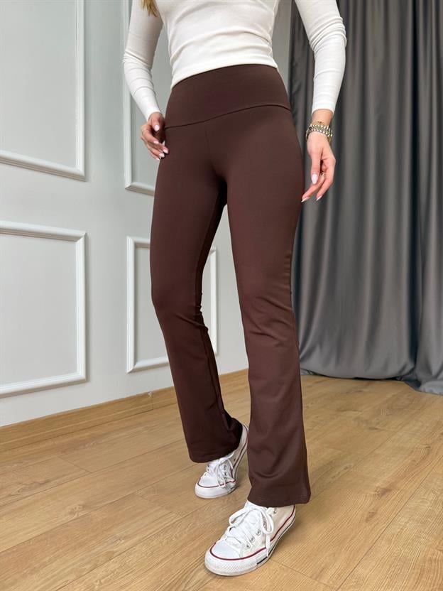 Kahve İspanyol Paça Tayt