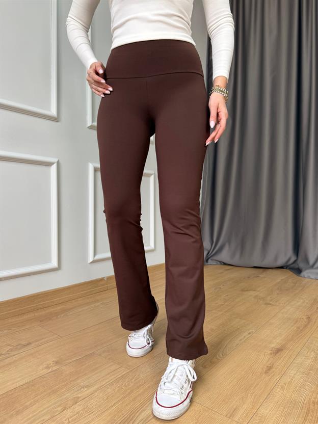 Kahve İspanyol Paça Tayt