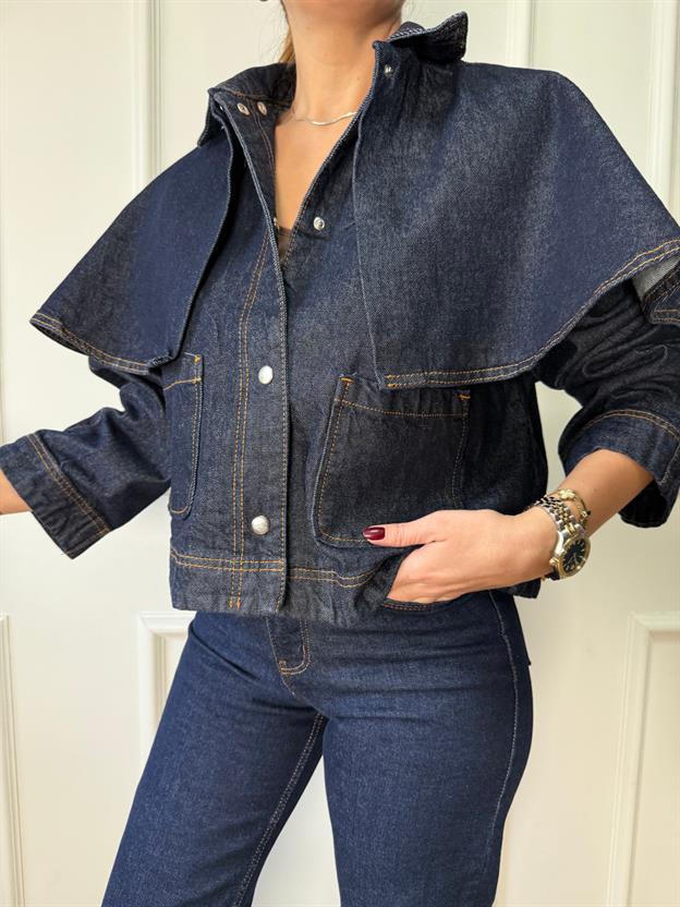 Pelerinli Jean Ceket