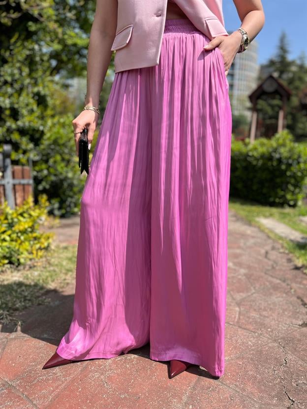 Pembe Bel İp Bağlamalı Pantolon
