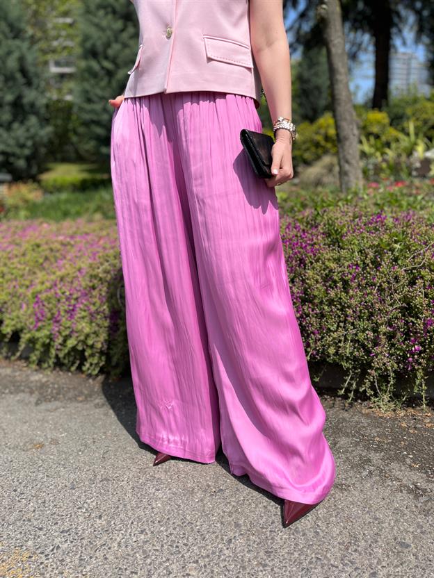Pembe Bel İp Bağlamalı Pantolon