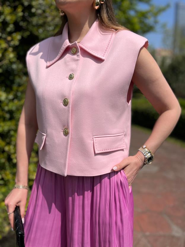 Pembe Gold Düğmeli Yelek