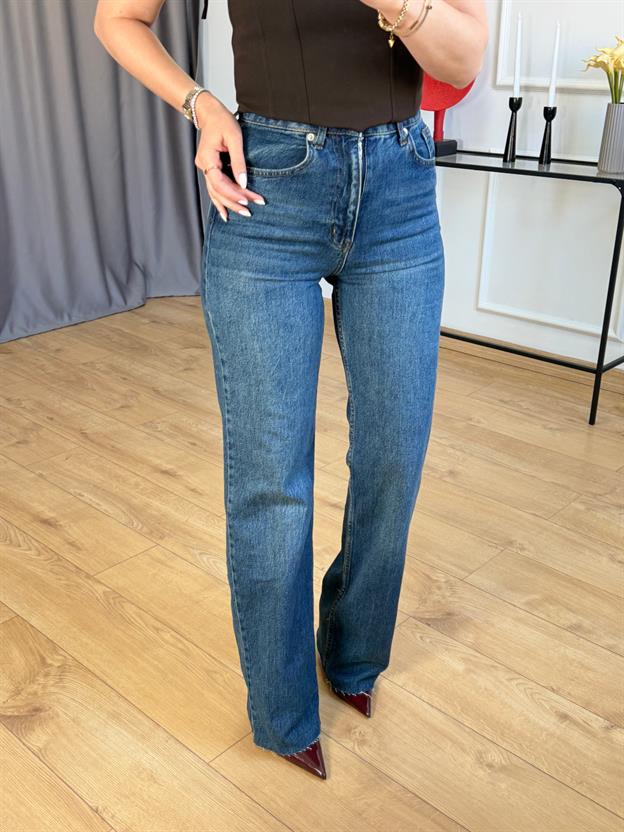 Petrol Kesik Paça Wide Leg