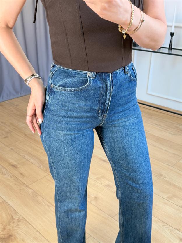 Petrol Kesik Paça Wide Leg