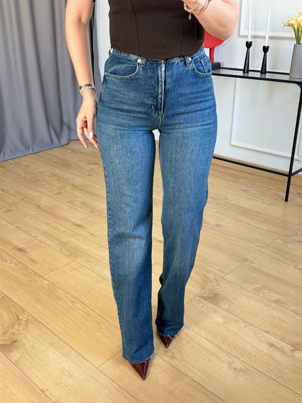 Petrol Kesik Paça Wide Leg