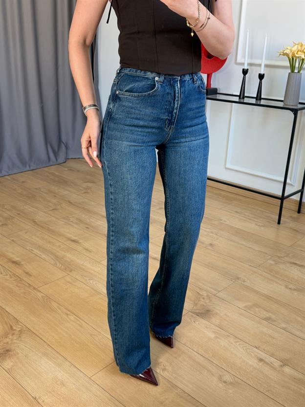 Petrol Kesik Paça Wide Leg