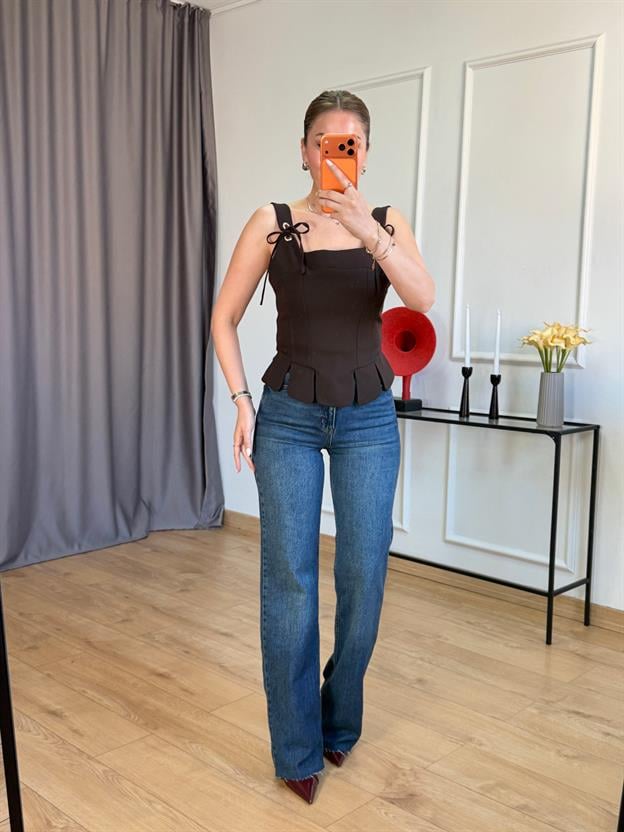 Petrol Kesik Paça Wide Leg