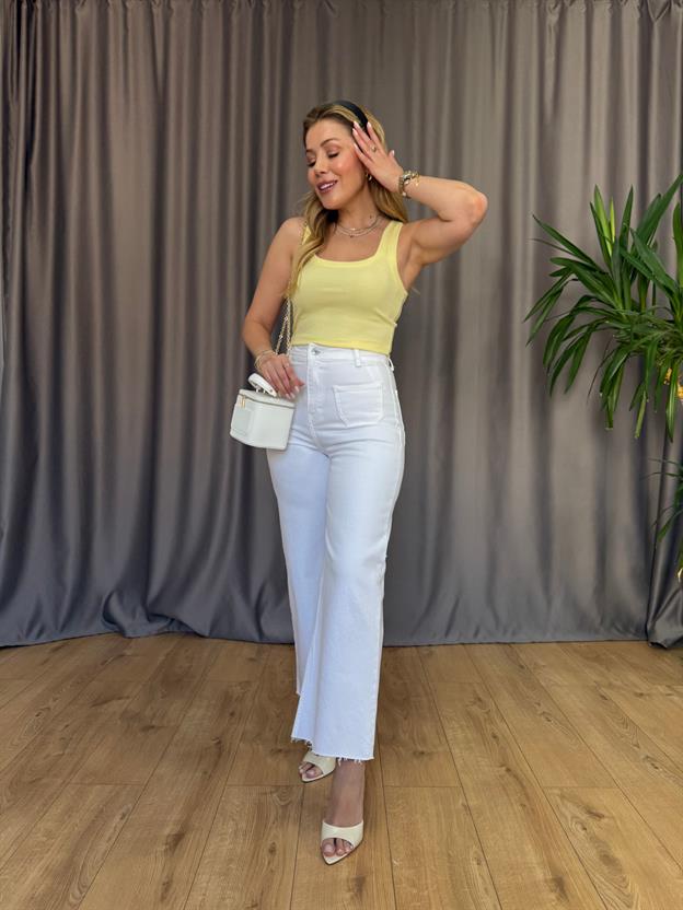 Sarı Fitilli Kalın Askılı Bluz