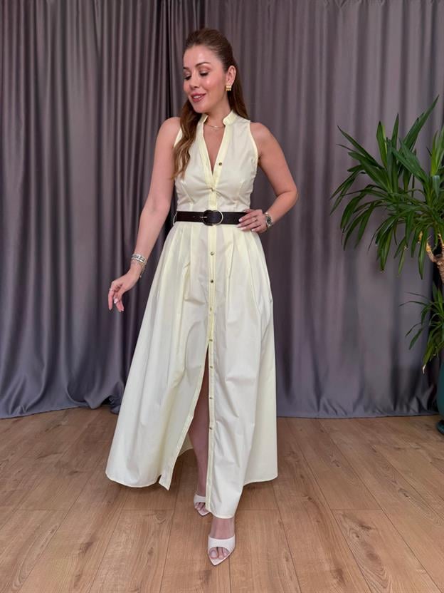 Sarı Magnolya Elbise