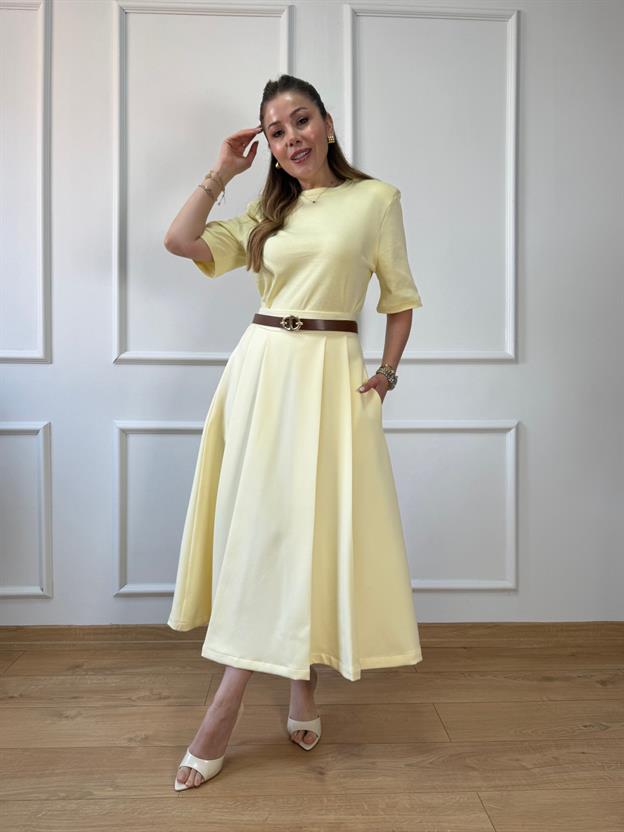 Sarı Vatkalı Basic Tshirt