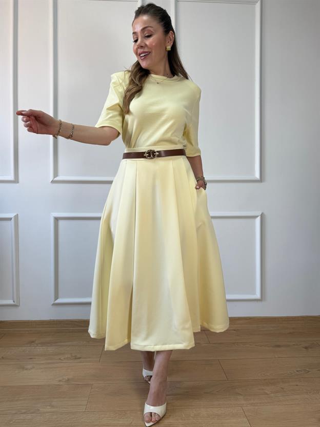 Sarı Vatkalı Basic Tshirt