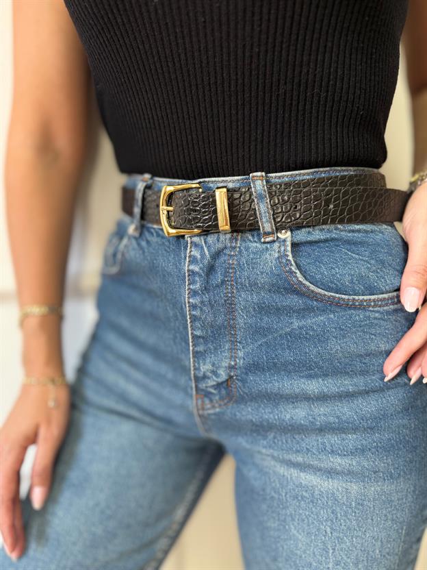 Siyah Küçük Desenli  Kemer