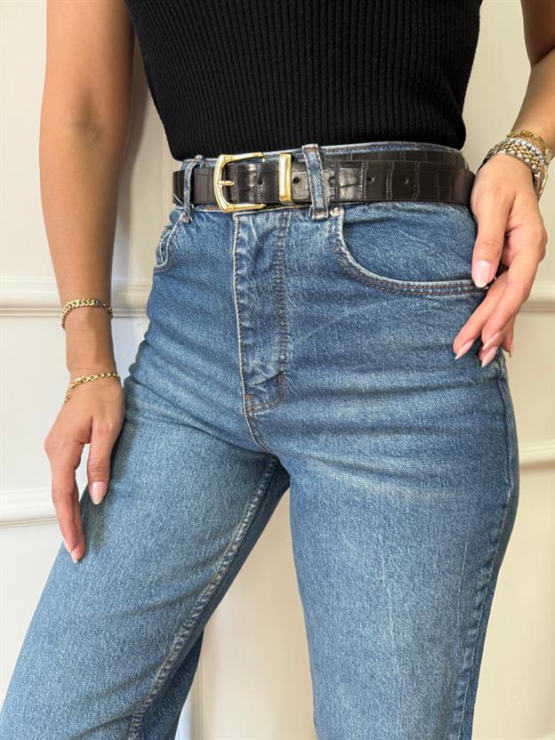 Siyah İri Desenli Kemer