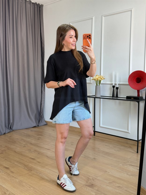 Siyah Eteği Garnili Tshirt