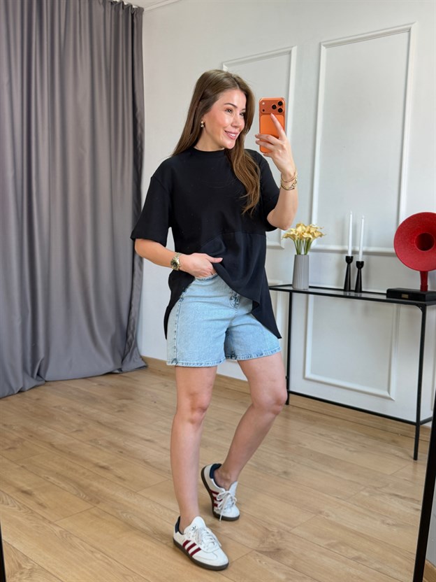 Siyah Eteği Garnili Tshirt